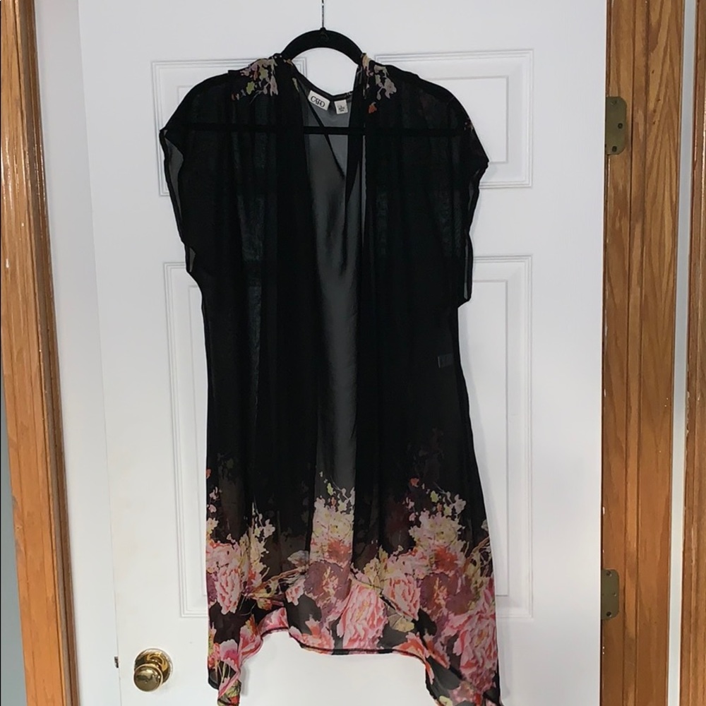 Sheer black and floral camono